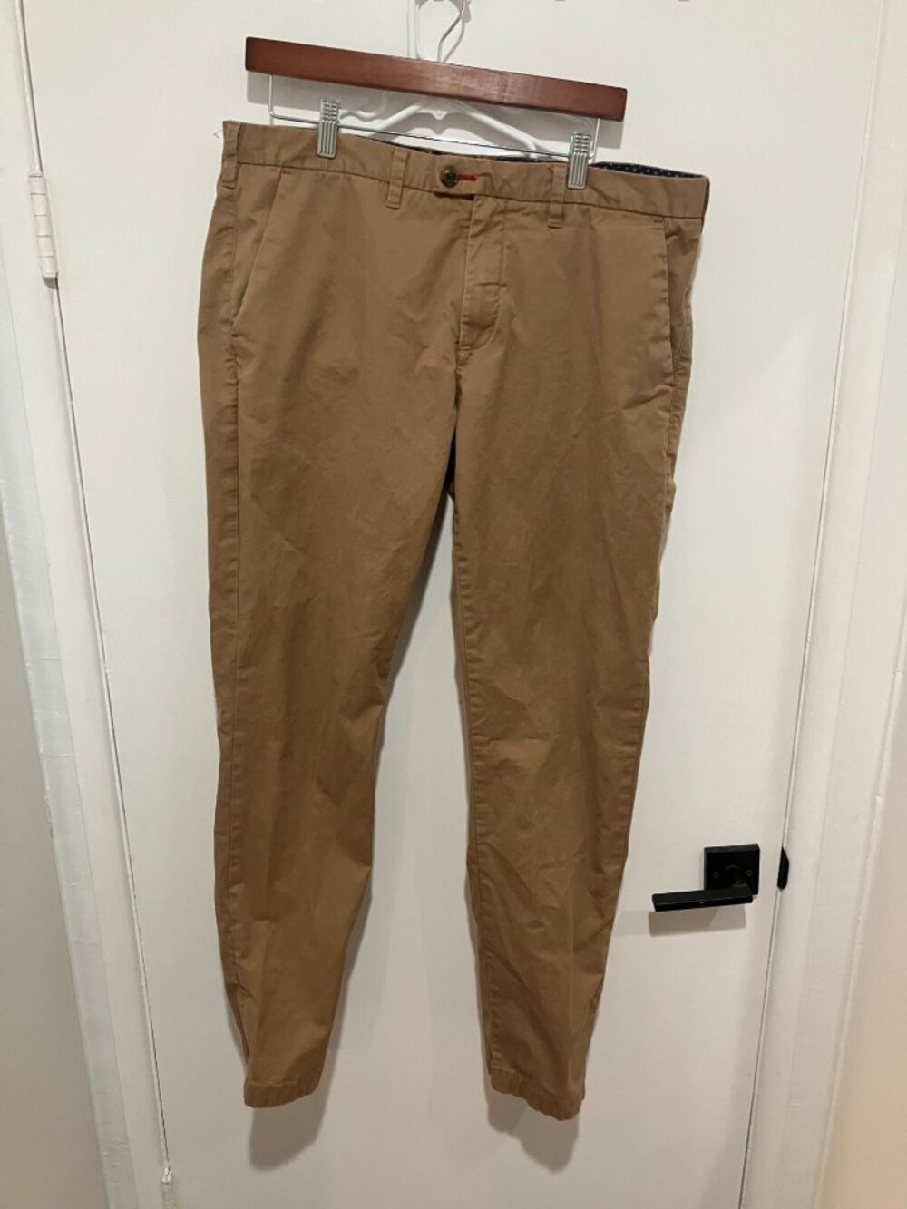 Ted Baker London Men's Cotton Flat Front Chino Pants, Tan, Size 37x33
